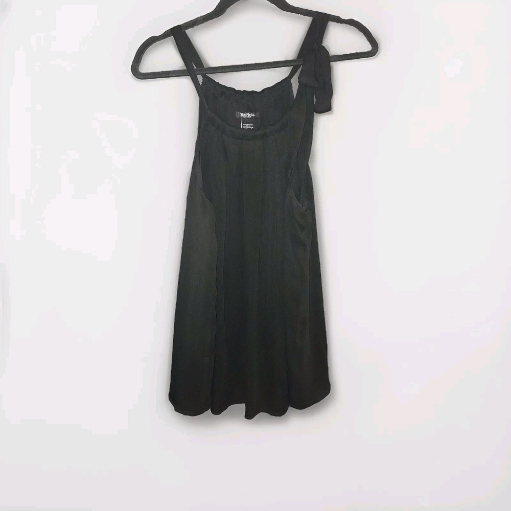 BOB MACKIE Babydoll Fairy Witchy Y2k Black Chiffon Tank Top Strap Bow Tie Whimsy